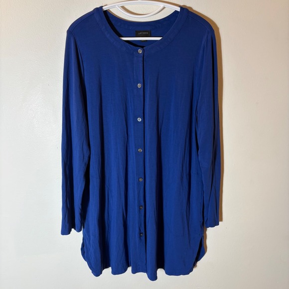 J. Jill Tops - J. Jill Wearever Collection Blue Button Front Long Sleeve Tunic Top Women 1X
